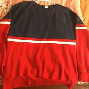 Red,white, and blue sweatshirt